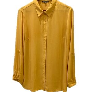 Adriana Pappell mustard yellow blouse. Size L